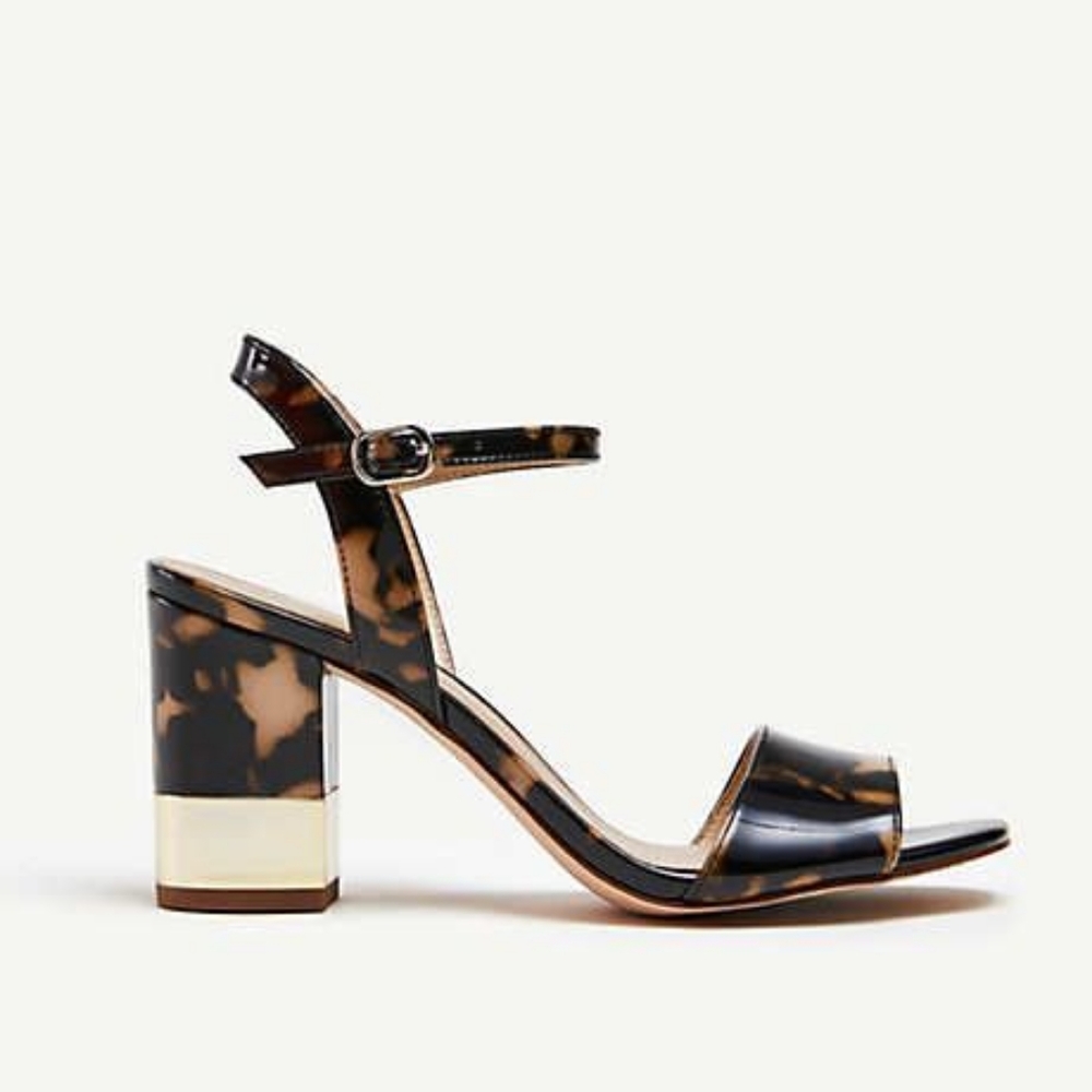 Ann Taylor Tortoise Patent Heels Sandals 9.5
